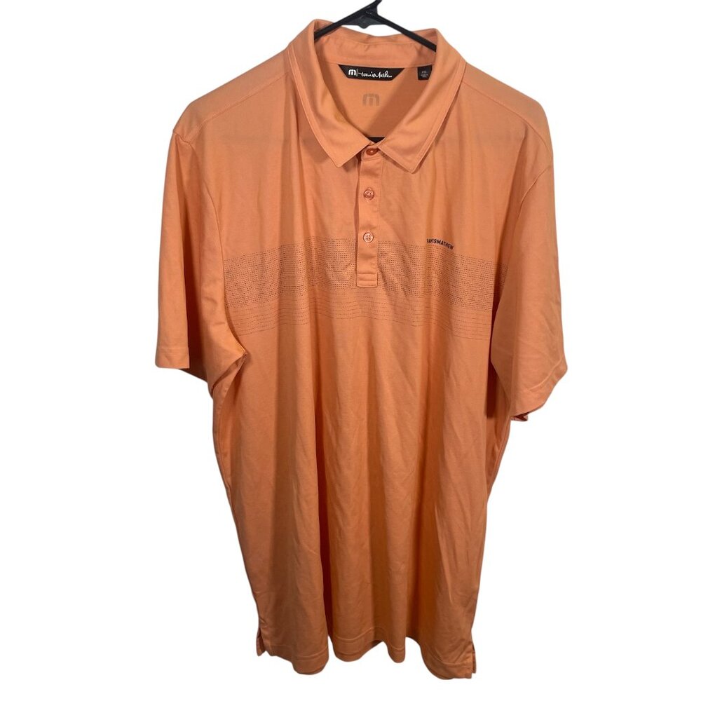 Travis Mathew Mesa Central Polo Shirt Mens 2XL Melon Golf Stretch Comfort